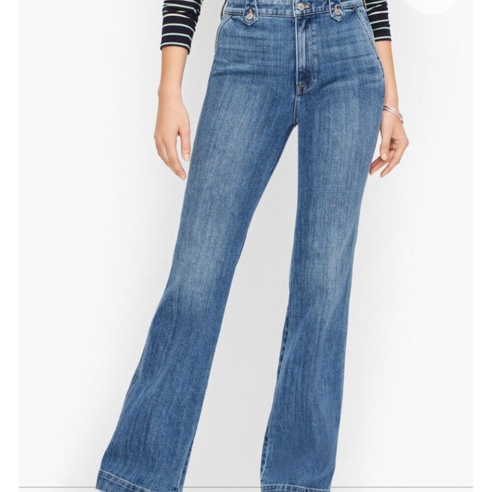 Talbots Medium Cay Wash High Rise Retro Boho Hippie Nautical Flare Jeans